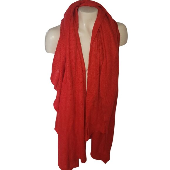 Vibrant Red Knit Scarf Wrap By Free people Soft & Warm Accessory - Picture 4 of 5